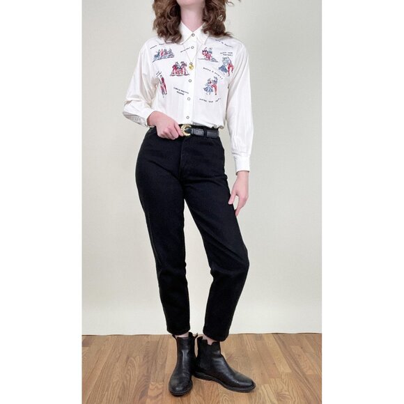 Vintage Embroidered Square Dance Western Cowgirl Country Button Up Shirt Blouse - Picture 12 of 12